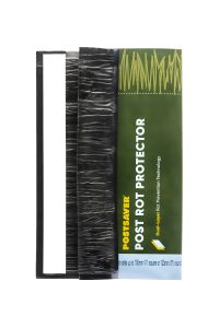 Postsaver dual-layer post rot protector sleeve designed for ground-line rot prevention on wooden fence posts.